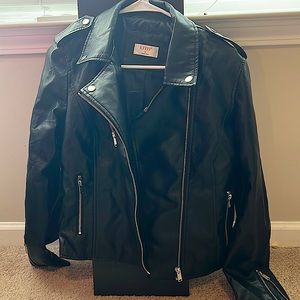 Black faux leather jacket, size L but fits like medium